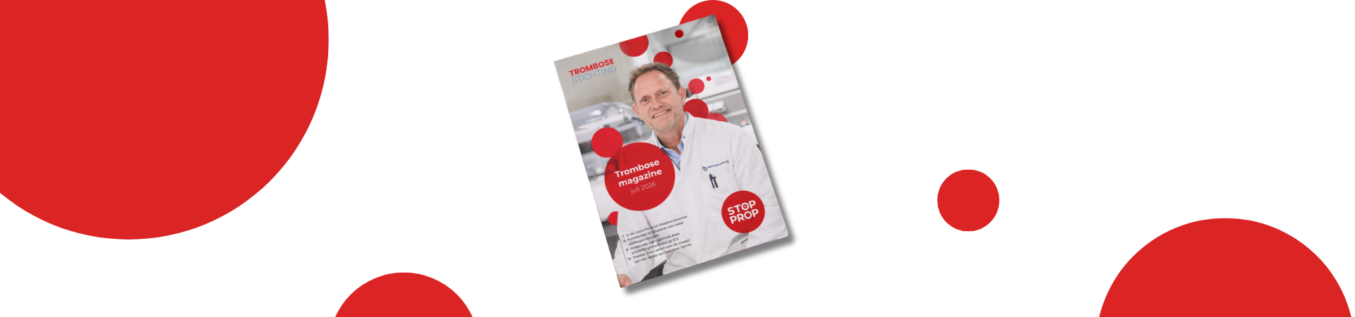 voorkant trombose magazine juli 2026 met arts in witte jas in lab.